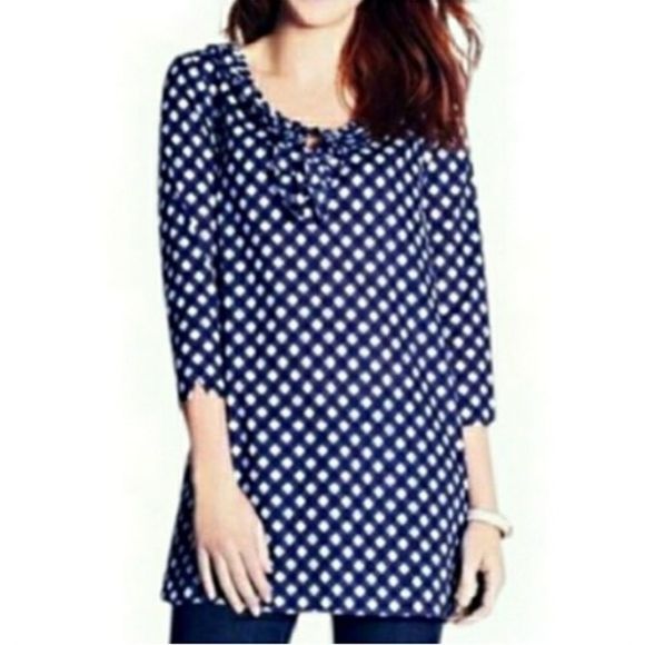 Kate Spade Malone navy white gingham tunic top - Medium - Picture 1 of 10